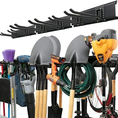 Zdjęcie produktu dla Solidny organizer na narzędzia ogrodnicze do montażu na ścianie, 121 cm, z 7 haczykami