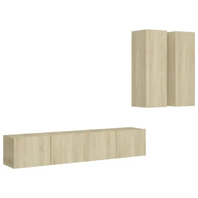 Produktbild von vidaXL 4-tlg. TV-Schrank-Set Sonoma-Eiche Holzwerkstoff