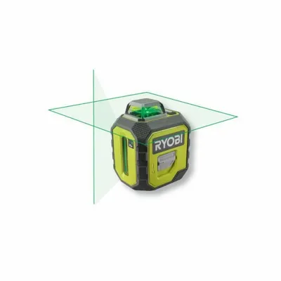 Produktbild von RYOBI – 360°-Grünlaser – Reichweite 25 m – Genauigkeit +/- 0,5 mm – Inkl. Teleskopstange, Tasche und 4 Batterien – RB360GLL-K