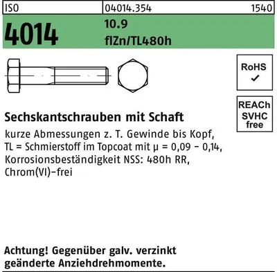 Produktbild von Reyher  Sechskantschrauben ISO 4014 10.9 M 16x130 flZn (25 Stück)