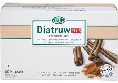 Produktbild von Diatruw Plus Zimtextraktkapseln zur Aufrechterhaltung eines normalen Blutzuckerspiegels, 60 St. Kapseln