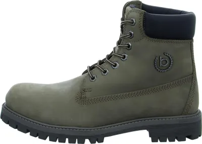 A side view of a green boot.