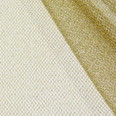 Produktbild von Tüllstoff Meterware Gitterstoff goldfarbig Glitzer 1,4m