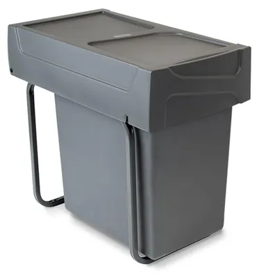 Obrázok produktu pre Emuca Recycle 20L Recyklačný kôš do kuchyne, zvlhčovanie zo spodnej strany a manuálne odsávanie, antracitovo sivý plast, 1 ks.