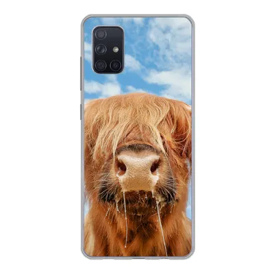 Produktbild von MuchoWow® Handyhülle Schutzhülle Hülle für Samsung Galaxy A71 Schottischer Highlander - Wolke - Tiere Silikon Softcase Handy Hülle - Kartenbesitzer