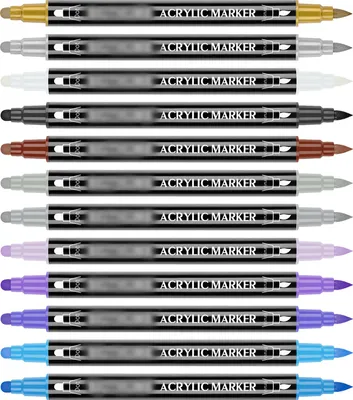 Image de 24-Pack Marqueurs peinture acrylique Assortiment de couleurs vibrantes Double pointe à séchage rapide Non toxique pour enfants Adultes DIY Art and Craft Projects on Wood Canvas Stone Ceramic Scrapbooking Craft Graffiti Cardstock DIY Photo Album