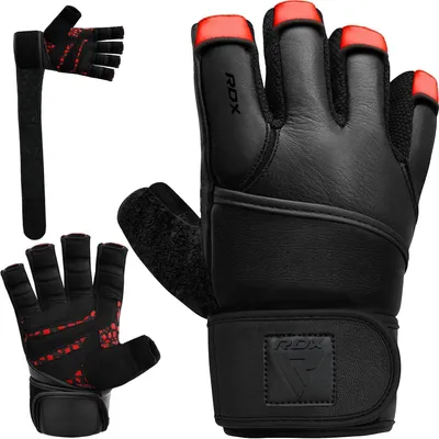 Produktbild von RDX Gewichtheberhandschuhe fürs Fitnessstudio, Maya-Leder, 50 cm lange Handgelenkstütze, vollständiger Handflächenschutz