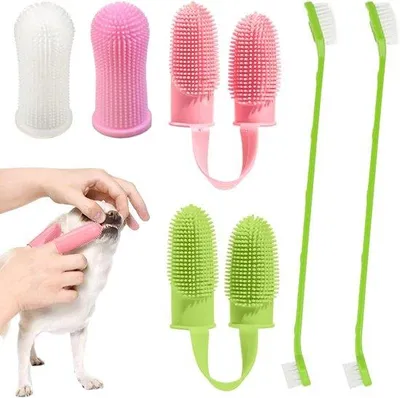 Produktbild von Famanu Set von 4 Silikon-Zahnbürsten für Hunde und Katzen – 360 Grad Reinigung, weich und wiederverwendbar