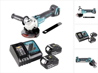 Obrázok produktu pre Akumulátorová uhlová brúska Makita DGA 506 RG 18 V 125 mm bez kefiek + 2x akumulátor 6,0 Ah + nabíjačka