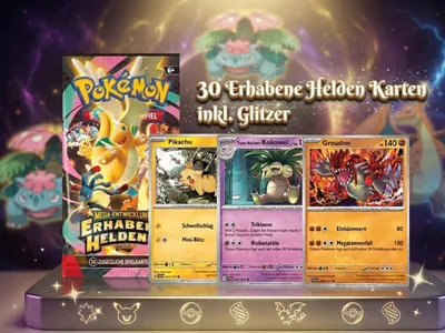 Produktbild von 30 Pokemon Karten Erhabene Helden | Glitzer, Boosterfrisch, Deutsch sammelkarten