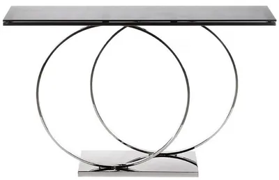 Immagine prodotto di Casa Padrino console di design argento / nero 150 x 36 x h. 91 cm - Consolle in metallo con piano in vetro - Mobili di design per il soggiorno