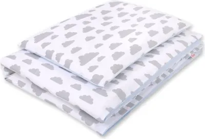 Obrázek produktu pro Sada dětského povlečení do postýlky - 100% bavlna, šetrná k pokožce, dvoudílná, 120 x 90 cm, šedomodrá