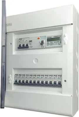 Produktbild von RoadEu - Leitungsschutzschalter Komplett mit Zähler, Fi Schutzschalter 40A 4P, Sicherungsautomaten "C". Aufputz icherungskasten mit Stromzähler