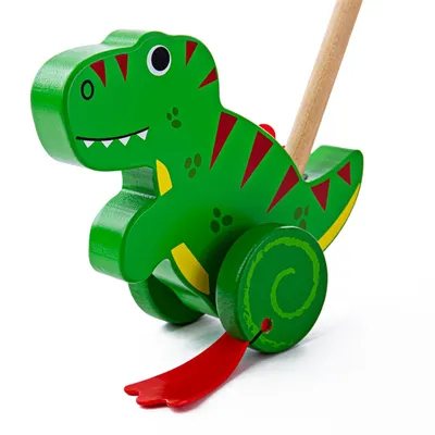 Produktbild von BigJigs Holz Schiebestab T-Rex Dinosaurier Spielzeug für Kleinkinder
