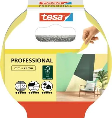 Produktbild von TESA 56270, Maler-Abdeckband, Papier, Gelb, weich, 150 Tag(e), 25 m