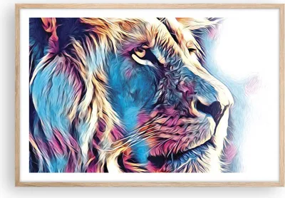 Produktbild von Gerahmtes Poster - Rahmen in heller Eiche - Löwe Mähne Märchen - 91,5x61 cm - Wand Bild - Wanddeko - Wandbilder - Kunstposter - Wandposter - Bilderrahmen - Bilder - Kunstdruck - P2NAA91x61-4713