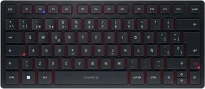 Zdjęcie produktu dla CHERRY KW 9200 MINI, 75%, Przewodowy i Bezprzewodowy, USB + RF Wireless + Bluetooth, Przełącznik nożycowy, AZERTY, Czarny