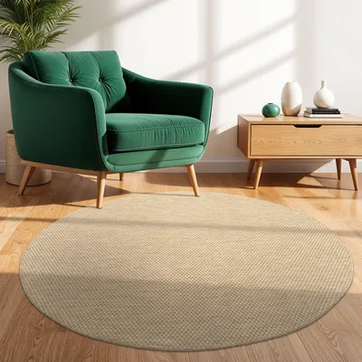 Produktbild von TT Home Teppich Für Outdoor Wetterfest Küchenteppich Balkon Terrasse Unifarbenes Design Modern Größe 200 cm Rund