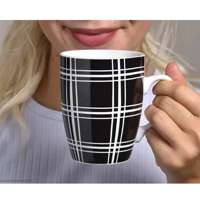 Produktbild von Kaffeetassen 4er Set Streifen & Karo-Design