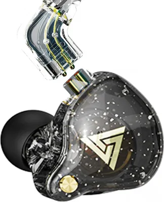 Zdjęcie produktu dla QKZ AK6 Pro – słuchawki przewodowe 3,5 mm, dynamiczne słuchawki muzyczne, odłączany kabel, pałąk na ucho, zestaw sportowy, słuchawki douszne, sterowanie na przewodzie z mikrofonem