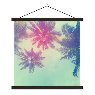 Produktbild von MuchoWow® Textilposter Palmen - Palmenblätter - Sommer - Tropisch 120x120 cm mit schwarzem Rahmen - Aufhängungsset