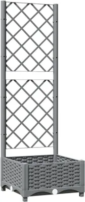 Produktbild von Hochwertiger grauer Blumenkasten mit Rankgitter für Kletterpflanzen