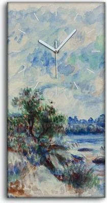 Produktbild von Küchenuhr Bürouhr Leinwand Uhr 30x60 Gemälde Fluss Wald Bäume Himmel Wolken - weiße Hände