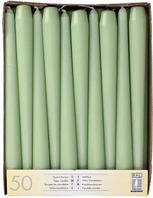 Produktbild von Papstar Leuchterkerzen jadegrün Ø 2,2 cm · 25 cm, 2 x 50 Stück