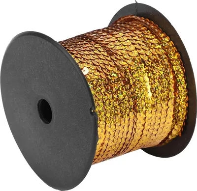 Produktbild von 6 Mm Goldene Paillettenschnur fr Stoffschuhe, Dekoratives Accessoire, 100 Yard (Lasergold)