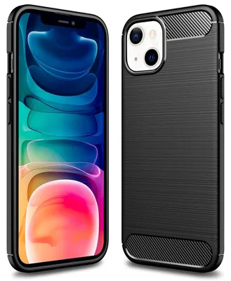 Produktbild von NALIA Carbon Look Case für iPhone 13, Schwarz Silikon Cover Case TPU Bumper Etui