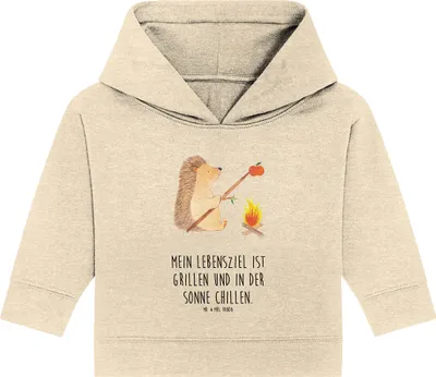 Produktbild von Mr. & Mrs. Panda Organic Baby Hoodie Igel Grillen 12. - 18. Monat - Natural Raw - Geschenk, Arbeitslos, Ziele, Lustige Sprüche, Kapuzenshirt, Kapuzensweatshirt, Spruch