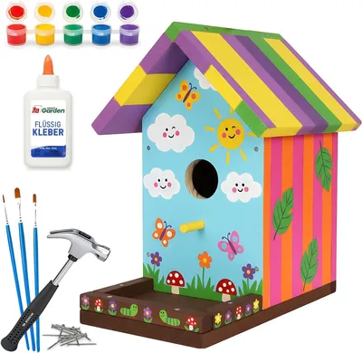 Produktbild von Nistkasten, Bastelset für Garten, Bausatz mit Hammer Nägeln und Farben