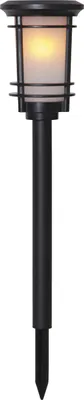 Produktbild von Star Trading 481-04 LED-Solar-Fackel "Flame"schwarzer Kunststoff, imitiert Feuer, 13x53 cm, 1 gelbe LED, mit Solarpanel, Akku, outdoor,Vierfarb-Karton