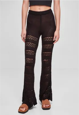 Obrázek produktu pro Dámské leginy Urban Classics Ladies Flared Crochet Knit Leggings black - 5XL