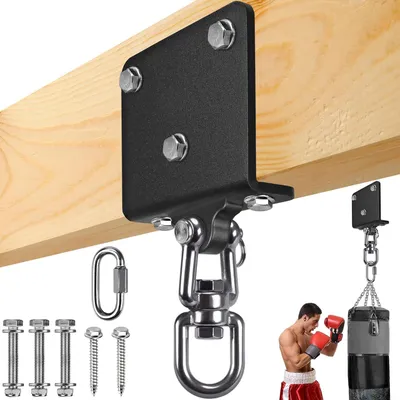 Imagen del producto de Soporte para sacos de boxeo, con capacidad de carga de 1000 kg, rotación de 360°, con barra de madera desmontable, ideal para sacos de boxeo y