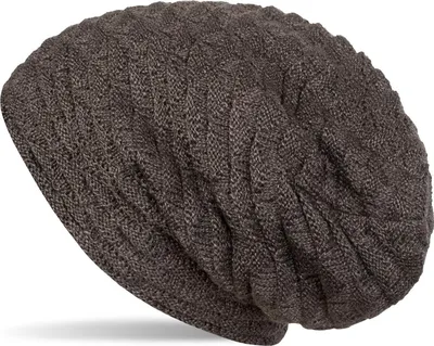 Produktbild von styleBREAKER warme Feinstrick Beanie Mütze mit Wellen Strickmuster, Fleece Innenfutter, Slouch Longbeanie, Uni 04024122
