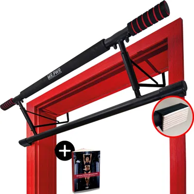 Produktbild von Premium Pull-Up Bar Door & Dip Bar & Push-Up Grips +20 cm výška pro plný Pull-Ups, Power Station & Pull Up Bar, High Bar, Pull-Up Bar Door Frame bez šroubů