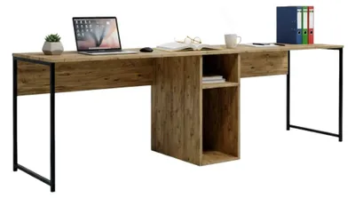 Produktbild von Schreibtisch Dferguso, Mehrzweckschreibtisch, Bürotisch für PC, Eckschreibtisch, 240x60h74 cm, Eiche