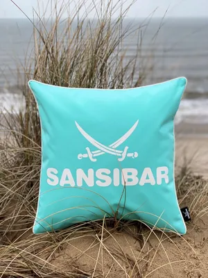 Produktbild von Sansibar Outdoor Kissen mit Füllung, 45x45, türkis/offwhite