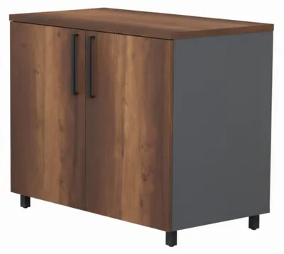 Obrázek produktu pro Sada do pracovny v moderním designu, šedá a hnědá, s dřevěným rámem – 3dílná