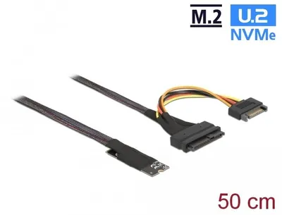 Image de Adaptateur Delock M.2 Key M vers U.2 SFF-8639 NVMe avec câble de 50 cm