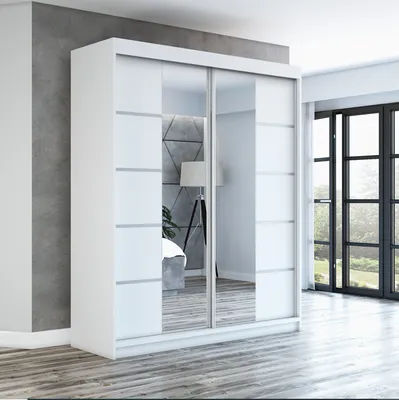 Produktbild von Schwebetürenschrank Kleiderschrank ERA  180 cm Schrank Garderobe Spiegel.Verschiedene Farben (Weiß, Schwarz, Somona). Möbel vom Hersteller!