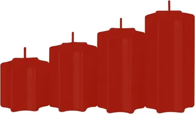 Produktbild von 4er Set Sternkerzen abgestuft Weihnachtsrot Ø 6 cm