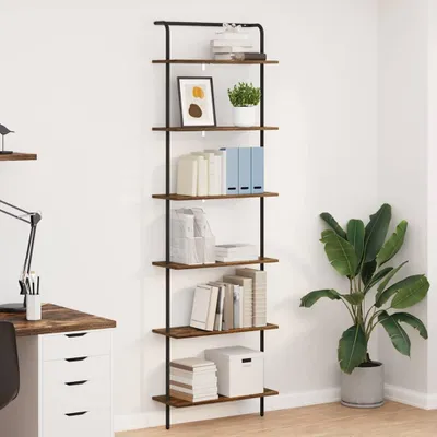 Produktbild von "Schlussverkauf" Bücherregal rechteckig - 1 pc - Büroregal mit Stauraum - Geräucherte Eiche 60x24x203 cm Holzwerkstoff C12305