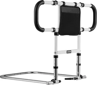 Productafbeelding van Bedhek voor ouderen, opvouwbaar en uitschuifbaar bedhek met zijhandgrepen en een Polyurethanhandrail. Verstelbaar bedhek van koolstofstaal, geschikt voor eenpersoons-, tweepersoons-, queensize- en kingsize bedden
