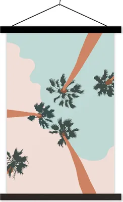 Produktbild von MuchoWow® Textilposter Sommer - Palmen - Pastell 120x180 cm mit schwarzem Rahmen - Fotos