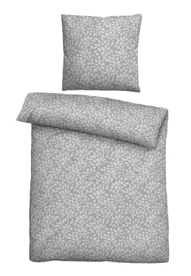 Produktbild von Traumhaft schlafen - Castell - Markenbettwäsche Feinbiber Bettwäsche 0300913 BLÜTEN GRAFISCH color: sturmgrau, size: 1x 155x200 cm + 1x 80x80 cm
