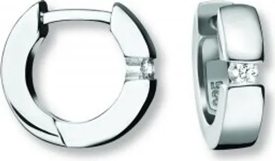Produktbild von Creole Zirkonia 925/- Silber rhodiniert 13,5 x 3,4 mm