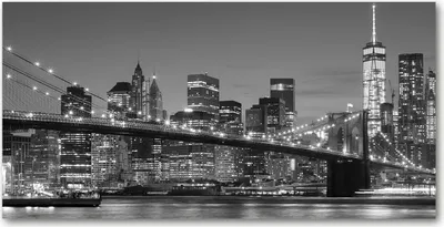 Produktbild von Tulup® Glas-Bild - 100x50 -Wandkunst - Wandbild hinter gehärtetem Sicherheitsglas  - Landschaften - Manhattan bei Nacht - Schwarzweiß