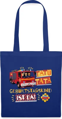 Produktbild von Spreadshirt Feuerwehrmann Sam™ Tatü Tata Geburtstagskind Stoffbeutel, One size, Royalblau